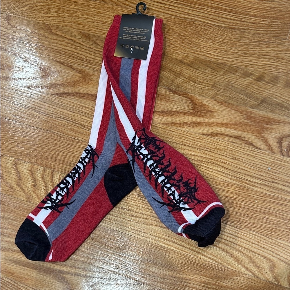 Headgear classic tall Red Gray Men's tall crew Socks large/XL new